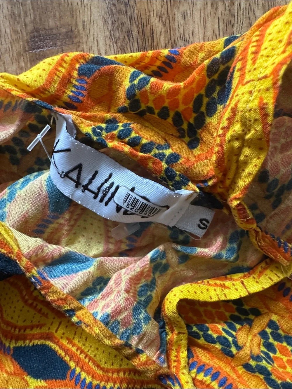 KAHINDO Kano African Tribal Printed Yellow Orange Wide-Leg Jumpsuit EUC SMALL